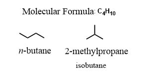 constitutional isomers c4h10 saturaled alkanes