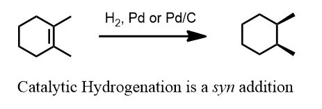 organic oxidation-reduction reactions - catalytic hydrogenation